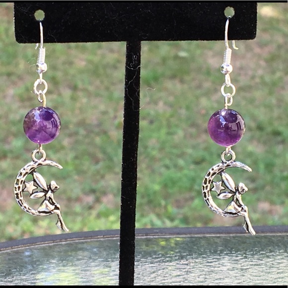 PeaceFrog Jewelry - Purple Amethyst Silver Fairy Earrings
